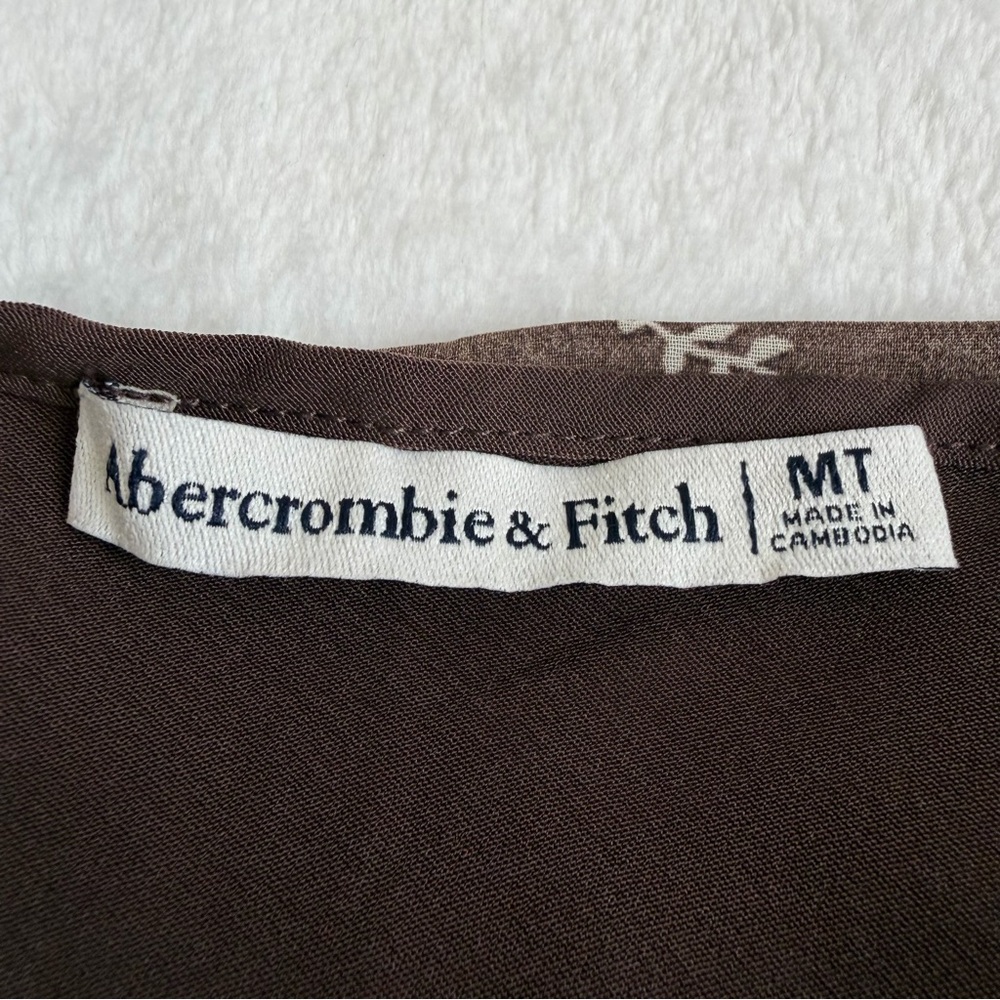 EUC Abercrombie Angel Sleeve Sheer Mini  Dress Brown Floral Cottagecore TALL - Picture 11 of 15